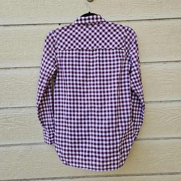J. Crew purple and white classic-fit boy shirt in crinkle gingham size 00 - Picture 2 of 9